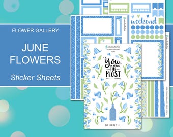 JUNE FLOWER GALLERY Sticker Sheets | Flower Gallery Collection | Planner Stickers | Happy Planner, Journals, Planners, Scrapbook