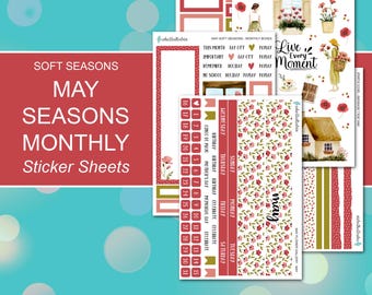 MAY SEASONS MONTHLY Sticker Sheets | Soft Seasons Collection | Planner Stickers | Happy Planner, Journals, Planners, Scrapbook