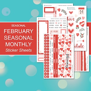 FEBRUARY SEASONAL MONTHLY Sticker Sheets | Seasonal Collection | Planner Stickers | Happy Planner, Journals, Planners, Scrapbook