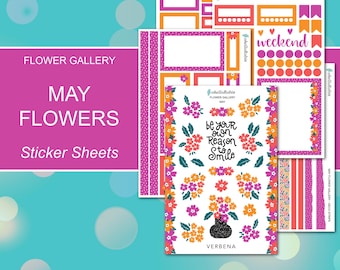 MAY FLOWER GALLERY Sticker Sheets | Flower Gallery Collection | Planner Stickers | Happy Planner, Journals, Planners, Scrapbook