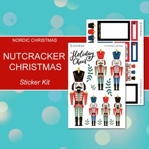 May include: A sticker sheet with a Nutcracker Christmas theme. The sheet features a variety of stickers, including nutcrackers, holiday greetings, and festive designs. The stickers are perfect for adding a touch of holiday cheer to your crafts, gifts, and home decor.