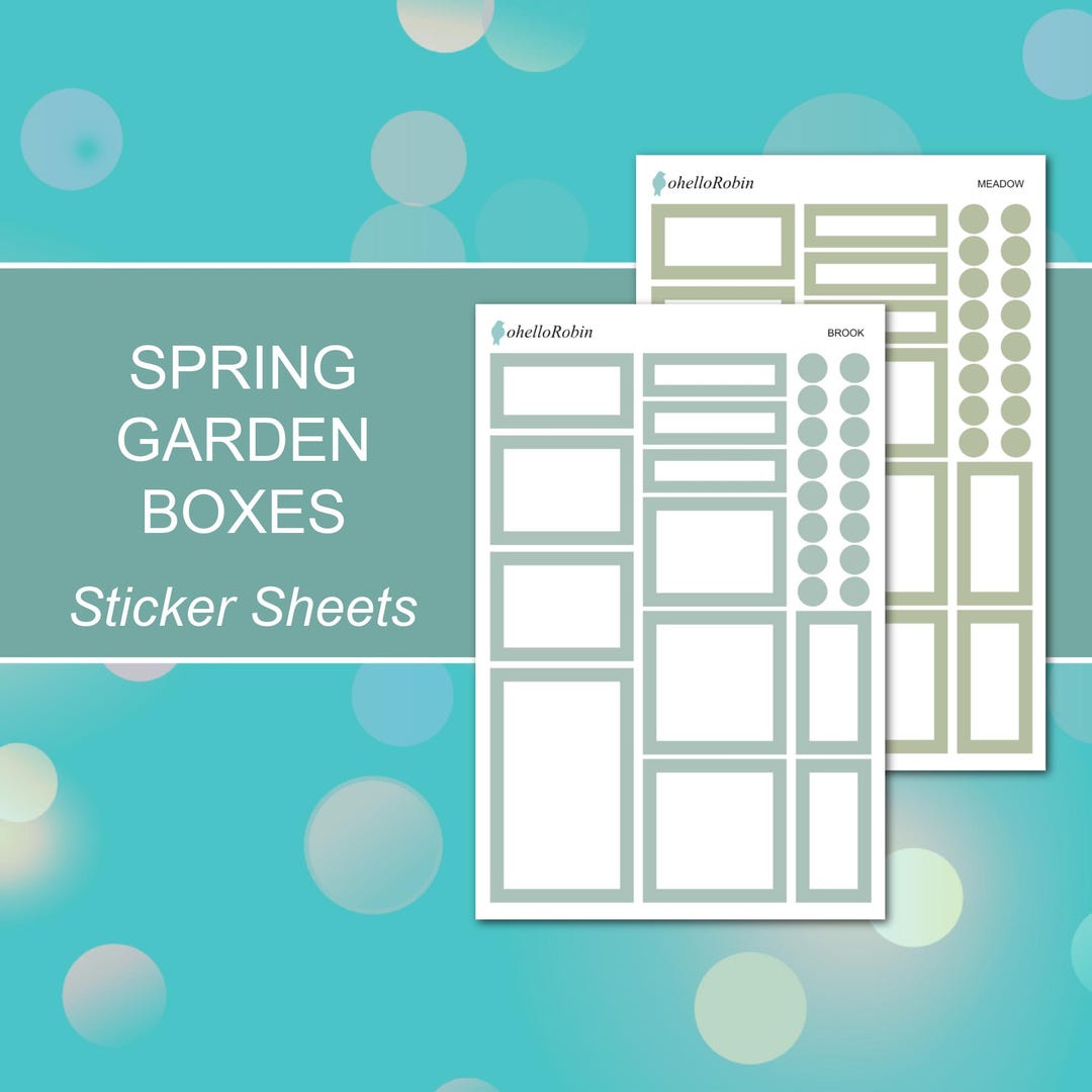 SPRING GARDEN BOXES Sticker Sheets | Brook, Meadow | Planner Stickers ...