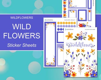 WILDFLOWERS Sticker Sheets | Wildflowers Collection | Planner Stickers | Happy Planner, Journals, Planners, Scrapbook