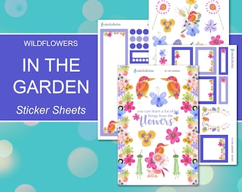 IN THE GARDEN Sticker Sheets | Wildflowers Collection | Planner Stickers | Happy Planner, Journals, Planners, Scrapbook, Erin Condren