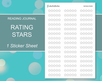 RATING STARS Sticker Sheet | Reading Journal Collection | Planner Stickers | Happy Planner, Erin Condren, Journals, Planners, Scrapbooks