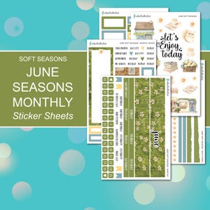 JUNE SEASONS MONTHLY Sticker Sheets | Soft Seasons Collection | Planner Stickers | Happy Planner, Journals, Planners, Scrapbook