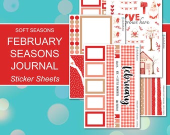 FEBRUARY SEASONS JOURNAL Sticker Sheets | Soft Seasons Collection | Planner Stickers | Happy Planner, Journals, Planners, Scrapbook