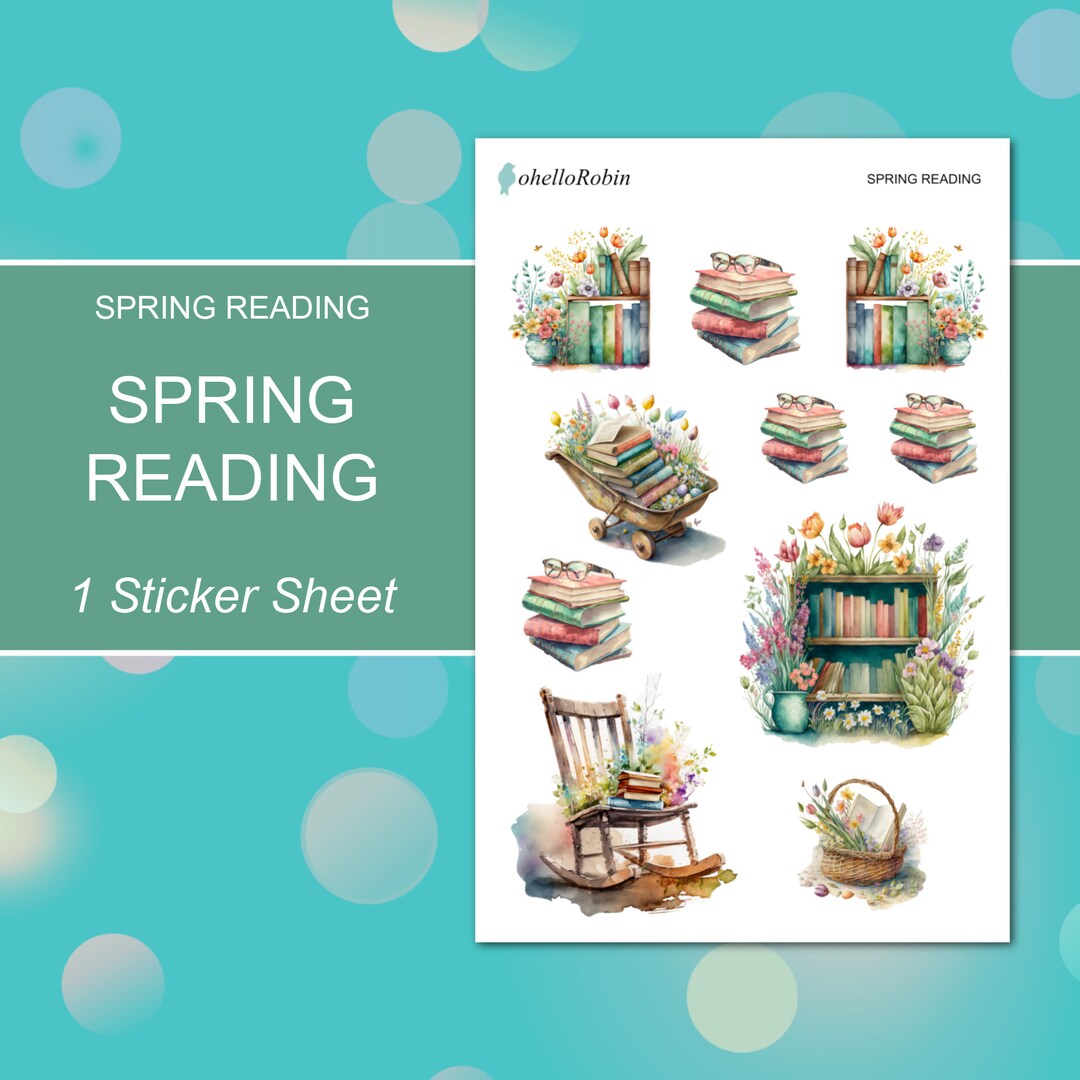 Sticker Book Spring SPRING READING Sticker Sheet | Spring Reading Collection | Planner ...