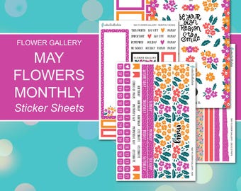 MAY FLOWERS MONTHLY Sticker Sheets | Flower Gallery Collection | Planner Stickers | Happy Planner, Journals, Planners, Scrapbook