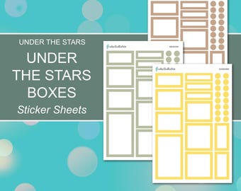 UNDER the STARS BOXES Sticker Sheets | Sunshine, Meadow, Latte | Planner Stickers | Happy Planner, Erin Condren, Journals, Scrapbook