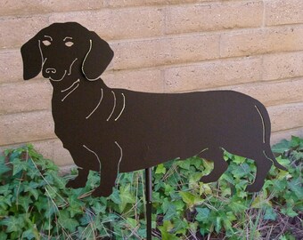 Dachshund Garden Stake, Pet Memorial, Ornament, Steel Yard Art, Dog Breed Specific, Rustic