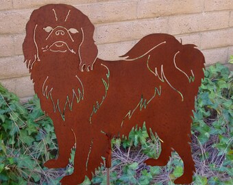 Japanese Chin Garden Stake, Pet Memorial, Ornament, Steel Yard Art, Dog Breed Specific, Rustic