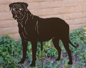 Bull Mastiff Garden Stake, Pet Memorial, Ornament, Steel Yard Art, Dog Breed Specific, Rustic