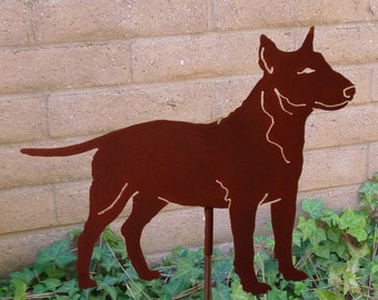 Bull Terrier Garden Stake, Pet Memorial, Ornament, Steel Yard Art, Dog Breed Specific, Rustic
