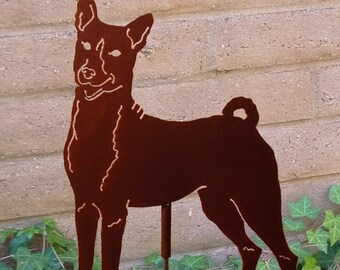 Basenji Garden Stake, Pet Memorial, Ornament, Steel Yard Art, Dog Breed Specific, Rustic