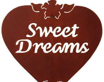 Sweet Dreams Garden Stake, Pet Memorial, Steel Yard Art, Rustic