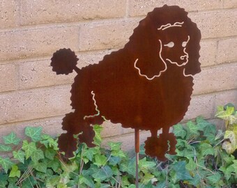 Toy French Poodle Garden Stake, Pet Memorial, Ornament, Steel Yard Art, Dog Breed Specific, Rustic