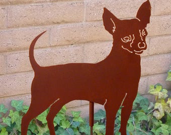 Chihuahua Garden Stake, Pet Memorial, Ornament, Steel Yard Art, Dog Breed Specific, Rustic