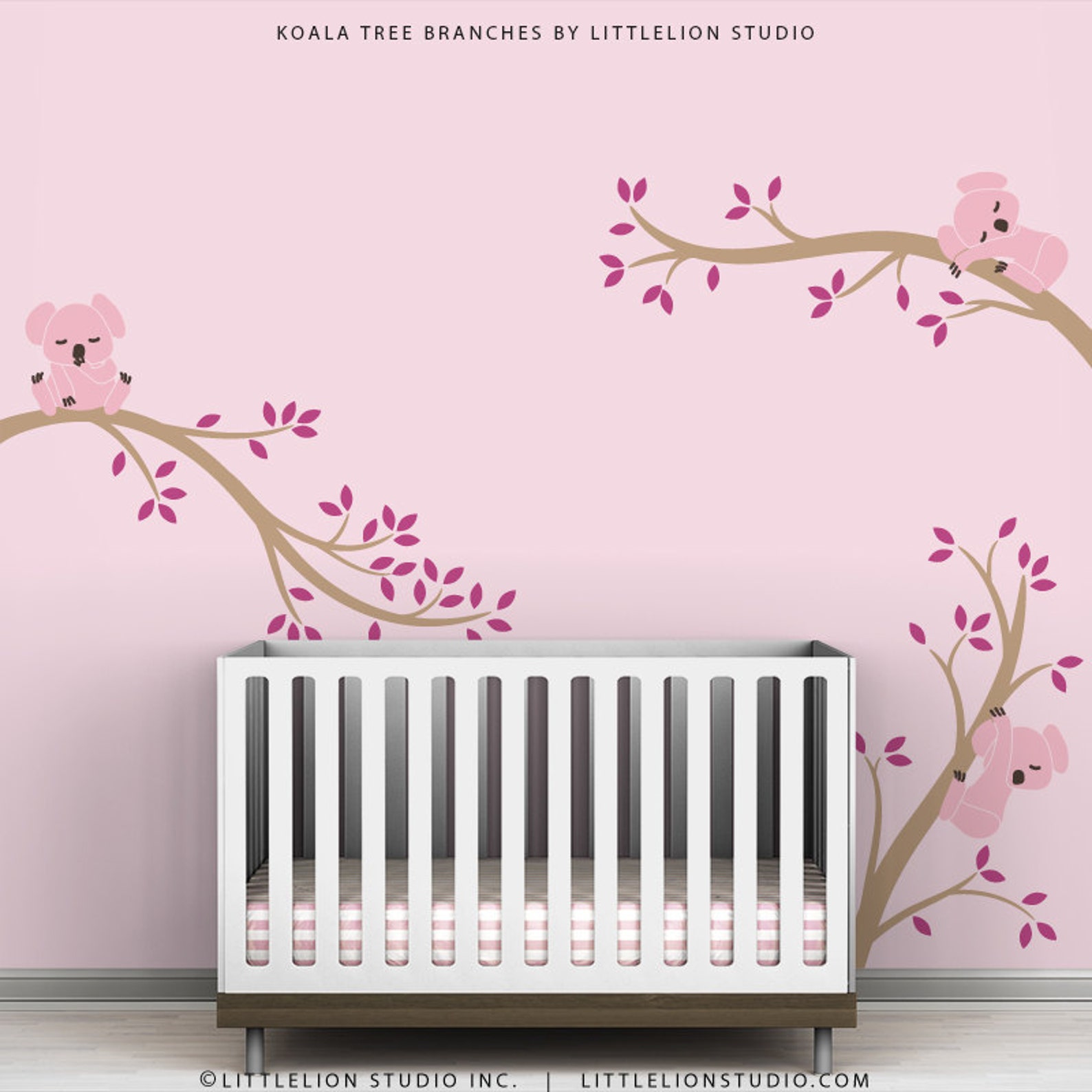 Pink Kids Wall Decal Decor Baby Pink Nursery Tree Wall Decal Etsy
