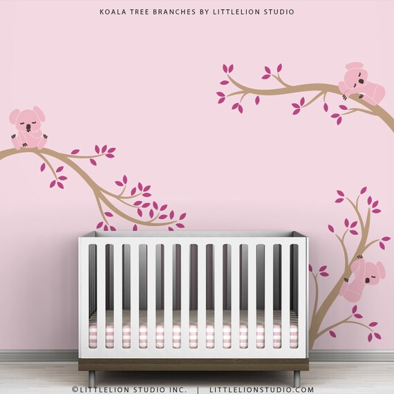 Pink Kids Wall Decal Decor Baby Pink Nursery Tree Wall Decal Etsy