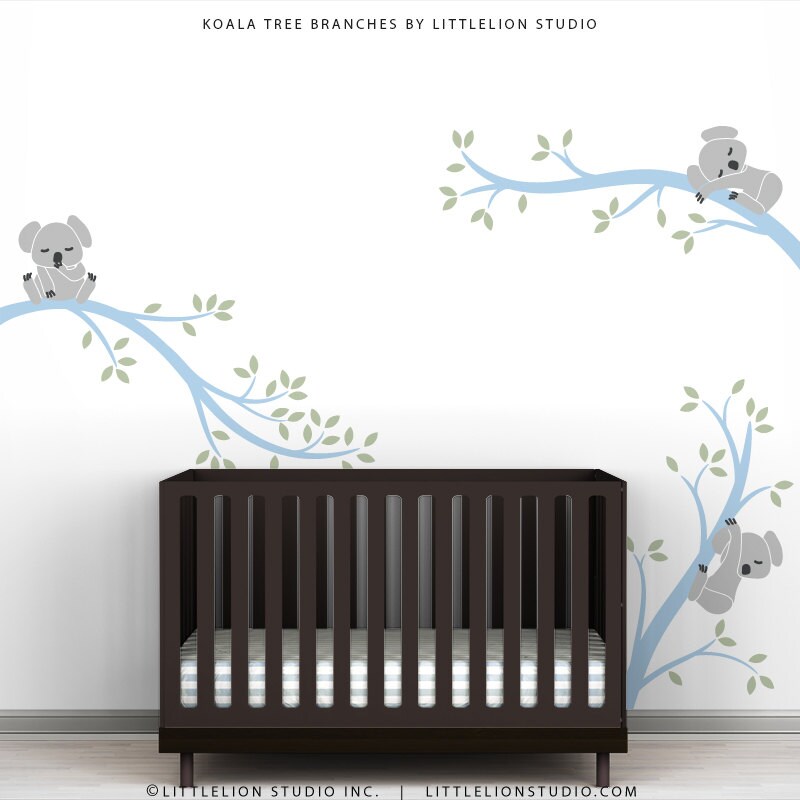 Kids Wall Decals Baby Blue Wall Decor Nursery Tree Decal | Etsy
