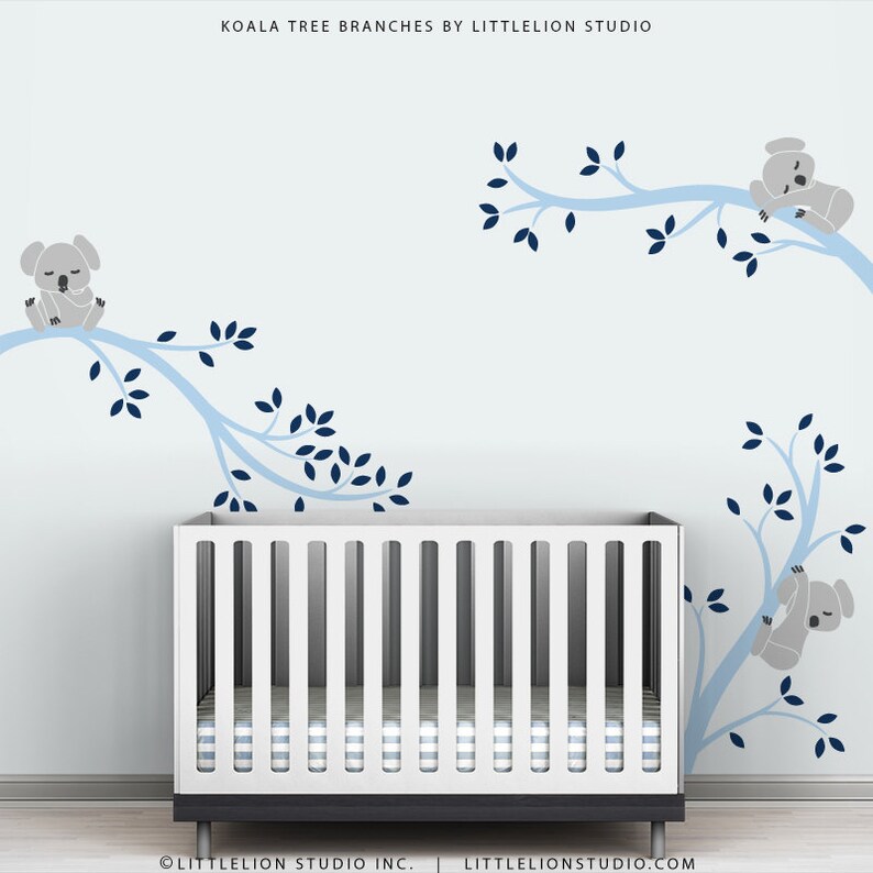 Baby Boy Wall Decal Decor Baby Nursery Light and Navy Blue Etsy