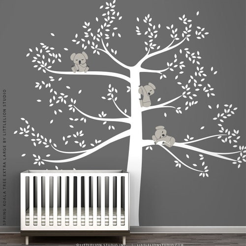 Removable Grey Koala Bear Wall Decal on Branches Animal Tree Etsy