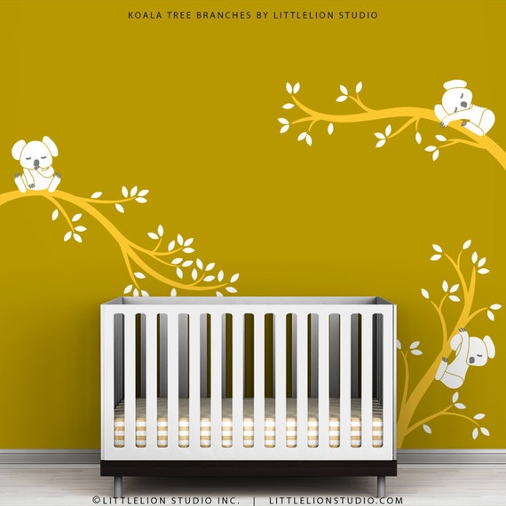 Baby Wall Decal White and Yellow Tree Decal Branches White Etsy