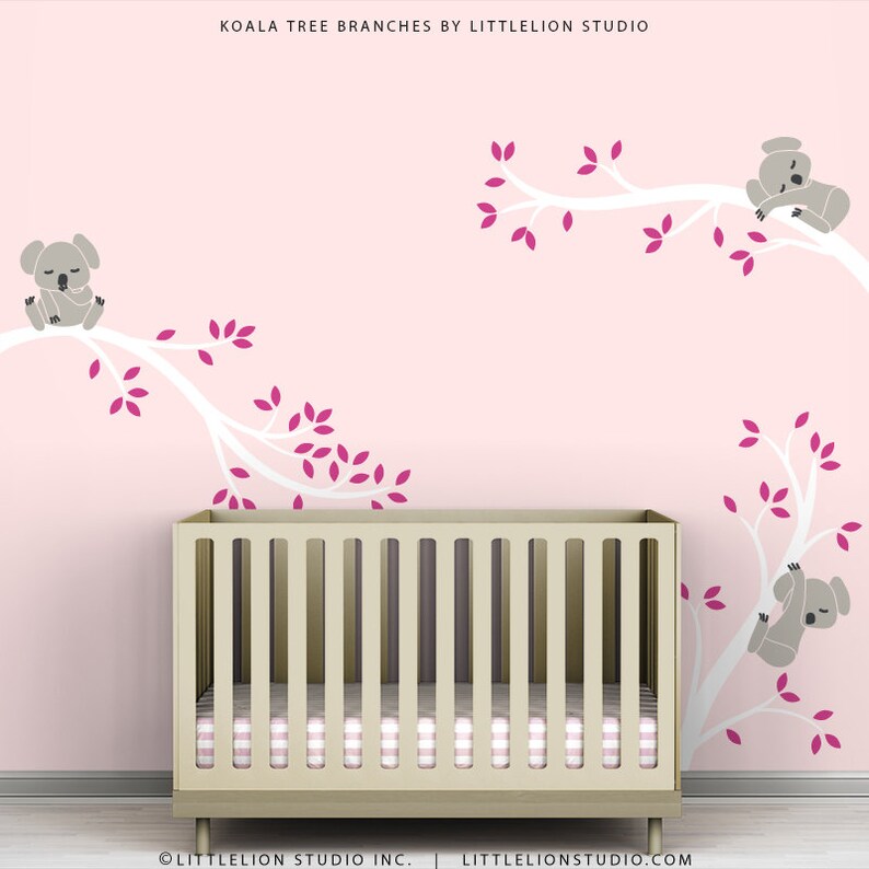 Pink Kids Decal Wall Decor Baby Pink Room White Tree Branches Etsy