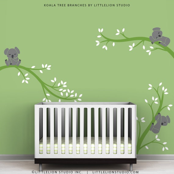 Kids baby nursery wall decal koala tree branch wall sticker decor for baby rooms Koala Branch I