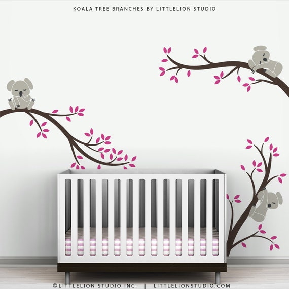 Kids baby nursery wall decal koala tree branch wall sticker decor for baby rooms Koala Branch I