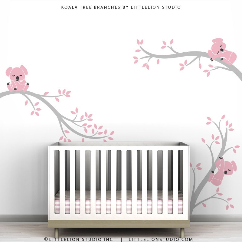 Pink Gray Wall Decal Baby Wall Decal Room Nursery Decor Etsy