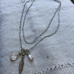 Multi Strand Satellite Chain Charm Necklace