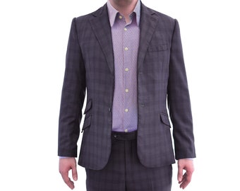 Grey Glen Check Two Piece Suit Super 180s Wool Silk Blend Slimmed Outfit Independent Designer Bespoke Custom Fashionable Mens Clothing Set
