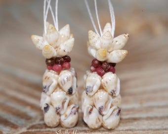 1 1/4" Hawaiian Pineapple Style Shell Earrings #2907