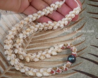 17 1/2" Niʻihau Momi Kipona Style Lei with Edison Pearl #2025