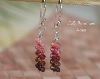 3/4" genuine Kahelelani shell earrings ombre minimalist drop Hawaiian jewelry #3161