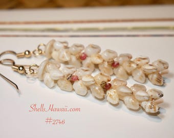 2" Kipona Style Shell Earrings – Handcrafted Jewelry with Seashells from Niʻihau #2746