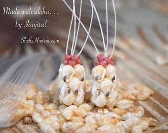 1 1/4" Hawaiian Pineapple Style Shell Earrings #2905