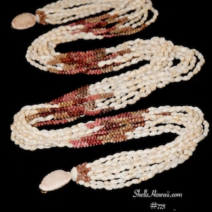 39&quot; 10 Strang Pupu O Niihau Laiki & Kahelelani Muschelkette #775.&quot;