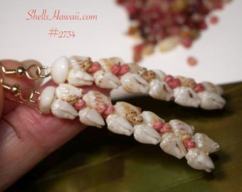 1 3/4" Heleconia Style Niʻihau Shell Earrings Momi & Kahelelani Hawaiian Shell Jewelry #2735