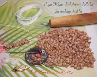 Niihau Shell Lei Kit: 300 Kahelelani Shells, Tools, Clasp