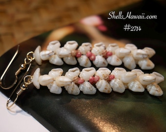 2" Kipona Style Niʻihau Shell Earrings – Momi & Pink Kahelelani #2714