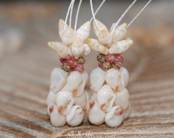 1 1/4" Hawaiian Pineapple Style Shell Earrings #2906