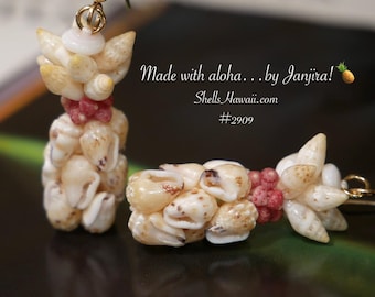 1 1/4" Hawaiian Pineapple Style Shell Earrings #2909