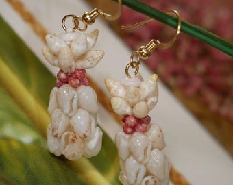 1 1/4" Hawaiian Pineapple Style Shell Earrings #2904