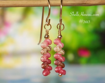 3/4" Dainty Niihau shell earrings Kahelelani minimalist #3613