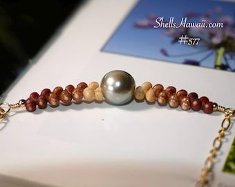 16 3/4" Kahelelani Shell Necklace with Tahitian Pearl Pendant #577