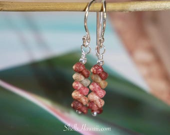 7/8" Hawaiian shell earrings feature tiny Kahelelani shells from Hawaii #3187