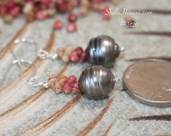 1" Kahelelani & Tahitian Pearl Minimalist Earrings #3120